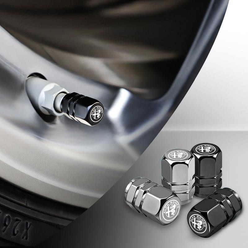 4Pcs Car Tire Valve Covers Aluminum Alloy Auto Accessories For Alfa Romeo Giulietta Mito 159 Giulia Stelvio 156 147 Tonale Brera Uln563