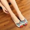 Butterfly embroidered slippers women's cloth shoes bag head sandals ethnic style summer walking shoes old Beijing beef tendon sole slippers