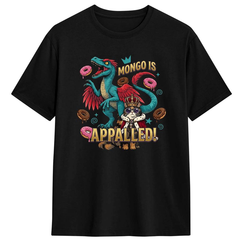 Mongo Is Appalled Princess Cat Riding Dinosaur  TShirts Unisex  Awesome Pure Cotton Tees Crew Neck Short Sleeve T Shirts Unique