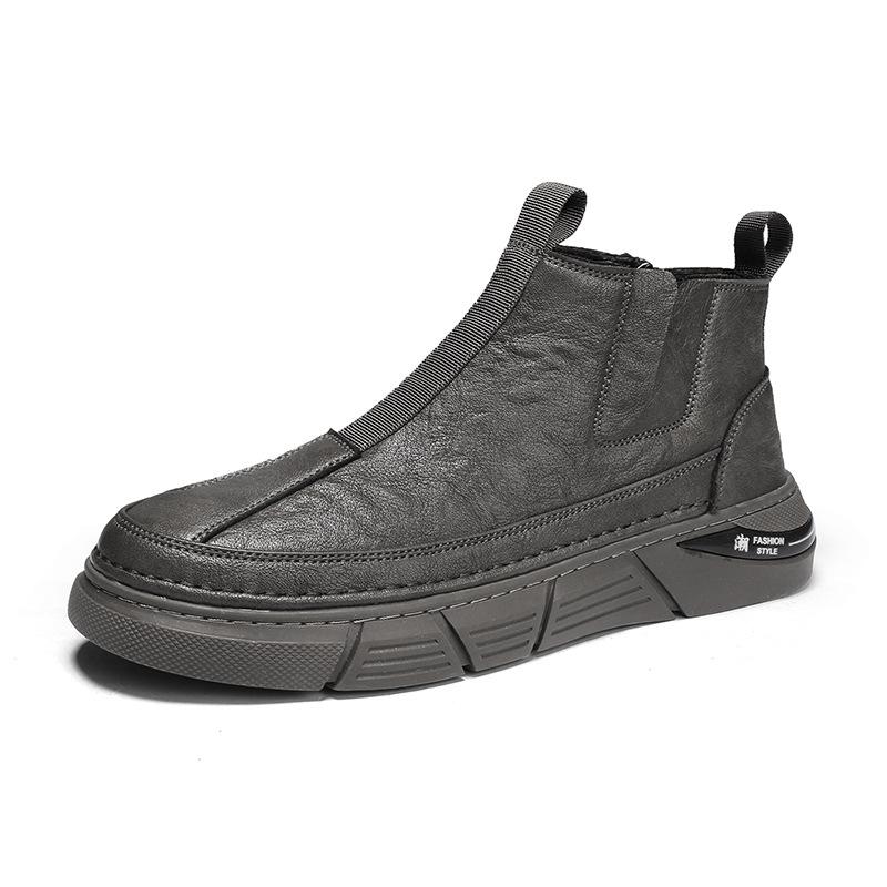 

Autumn and winter retro fashion trend Martin boots men s foot platform leather boots British style teen high-top leather shoes 44