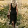 Women’s Sleeveless Western Style Dress with Fitted and Hem Retro Design Zipper Front