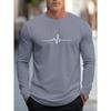 Fashionable men's autumn new striped print comfortable soft long sleeved T-shirt outdoor street style top