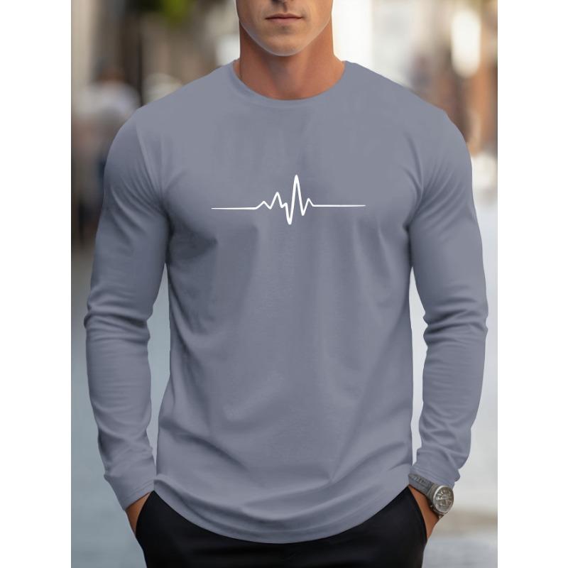 Fashionable men's autumn new striped print comfortable soft long sleeved T-shirt outdoor street style top