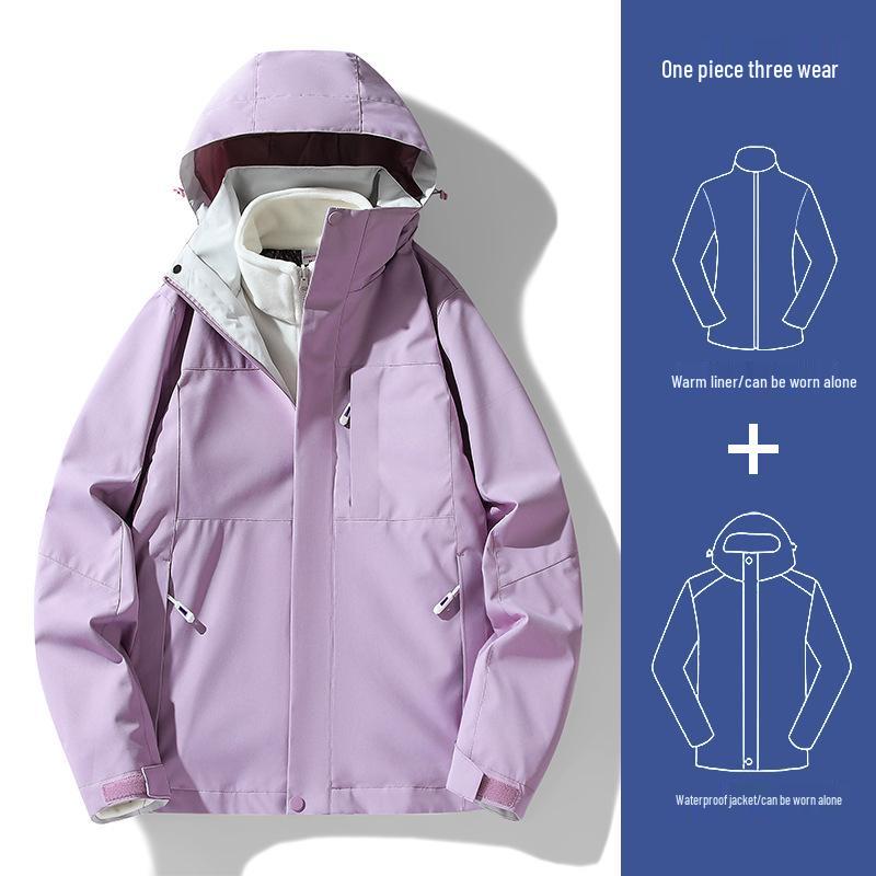 Unisex Windproof & Waterproof 3-in-1 Jacket with Detachable Fleece Liner for Mountaineering