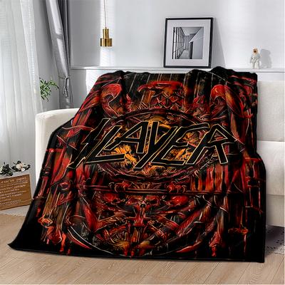 3D Retro Band Slayer Heavy Metal Rcck Sign Blanket,Soft Throw Blanket for Home Bedroom Bed Sofa Travel Cover Kid Gift