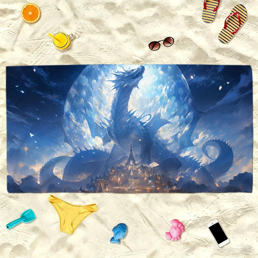 Dragon Towel Soft Lightweight Anti-Sand Large Beach Towel Quick-Drying Bath Sports Family