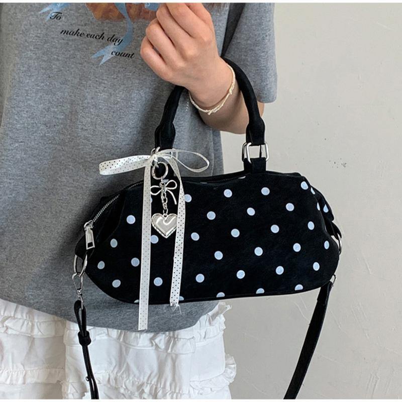 New Pillow-shaped Polka Dot Handbag Korean Cute Fashion Versatile Handbag Lightweight Crossbody Bag Women's Casual Commuter Bag