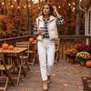 Women's checkered collar long-sleeved shirt with loose shoulder cut and versatile casual style