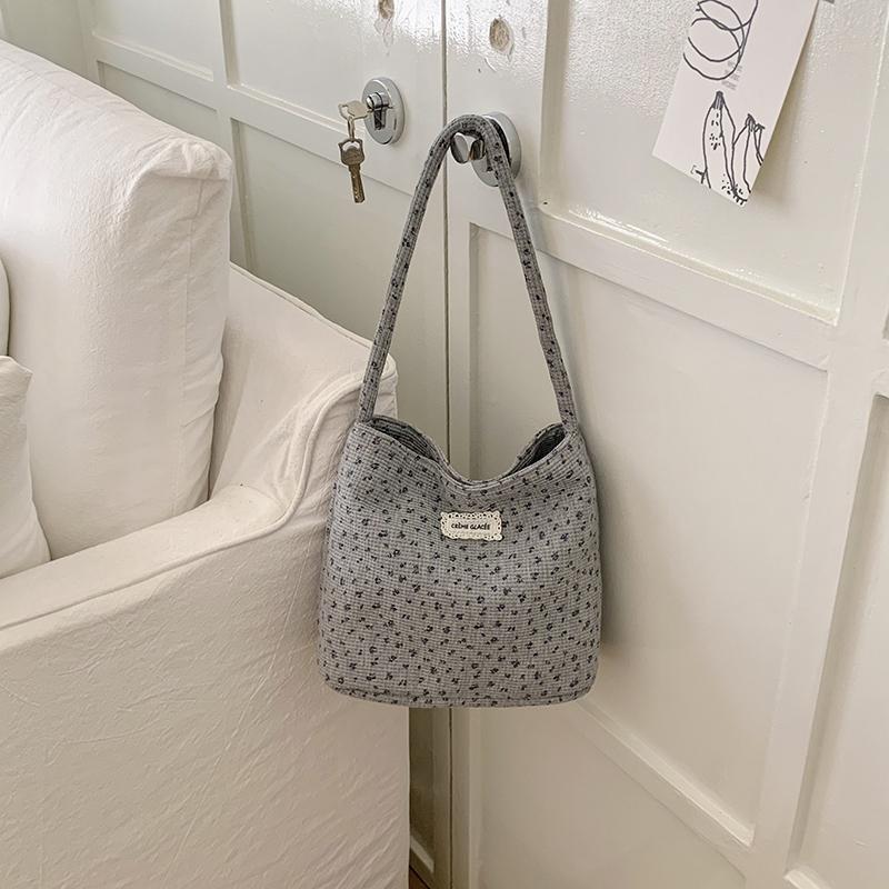 Women Floral Dot Canvas Tote Bag Mini Shoulder Handbag Casual Daily Purse