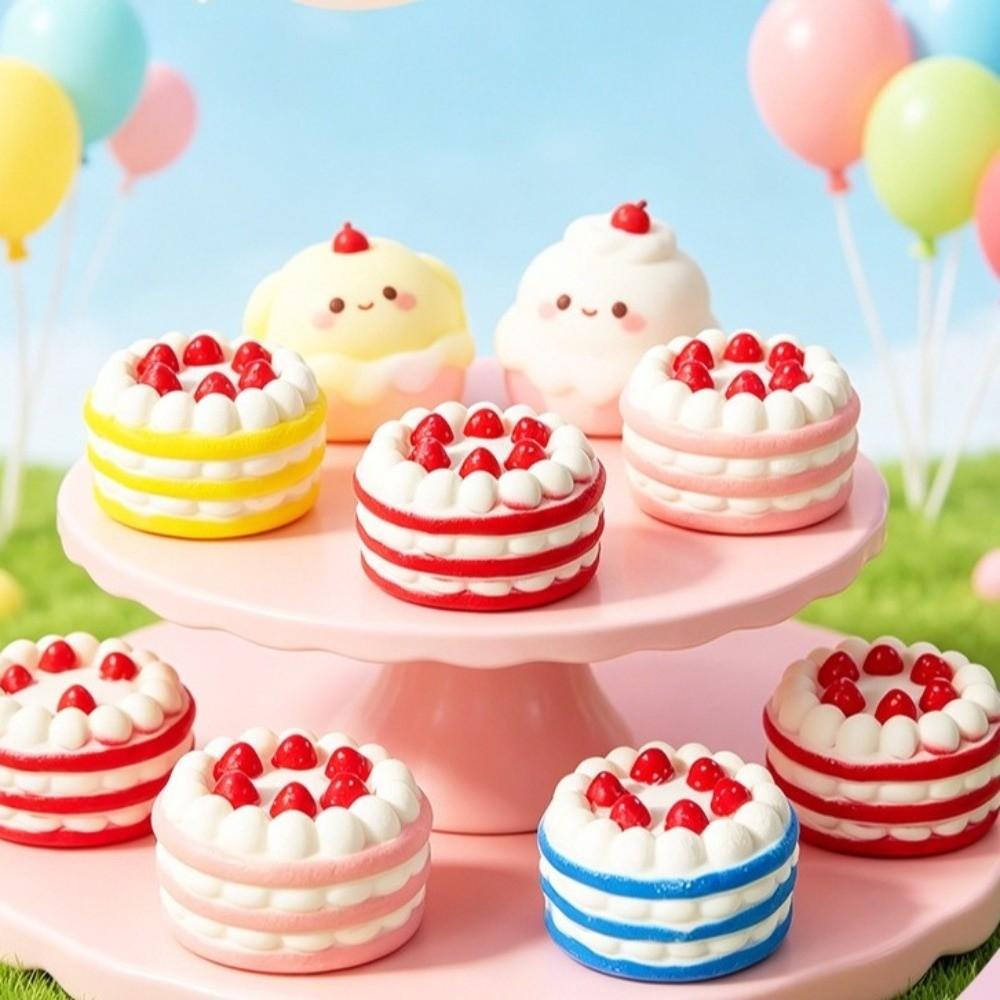 Strawberry Cake Design Simulation Food Toy Color Random Slow Rising Toy  For Adults