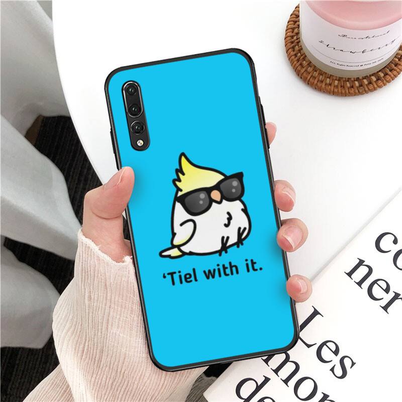YNDFCNB Chubby Cockatiels Parrotlets Hello Parrot Bird Phone Case for Huawei P30 40 20 10 8 9 Lite Pro Plus Psmart2019