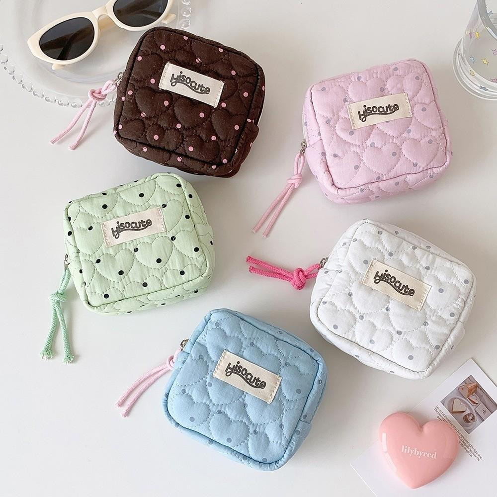 Polka Dot Cosmetic Bag Large Capacity Sanitary Napkin Storage Bag Small Lipstick Pouch  Women Girl