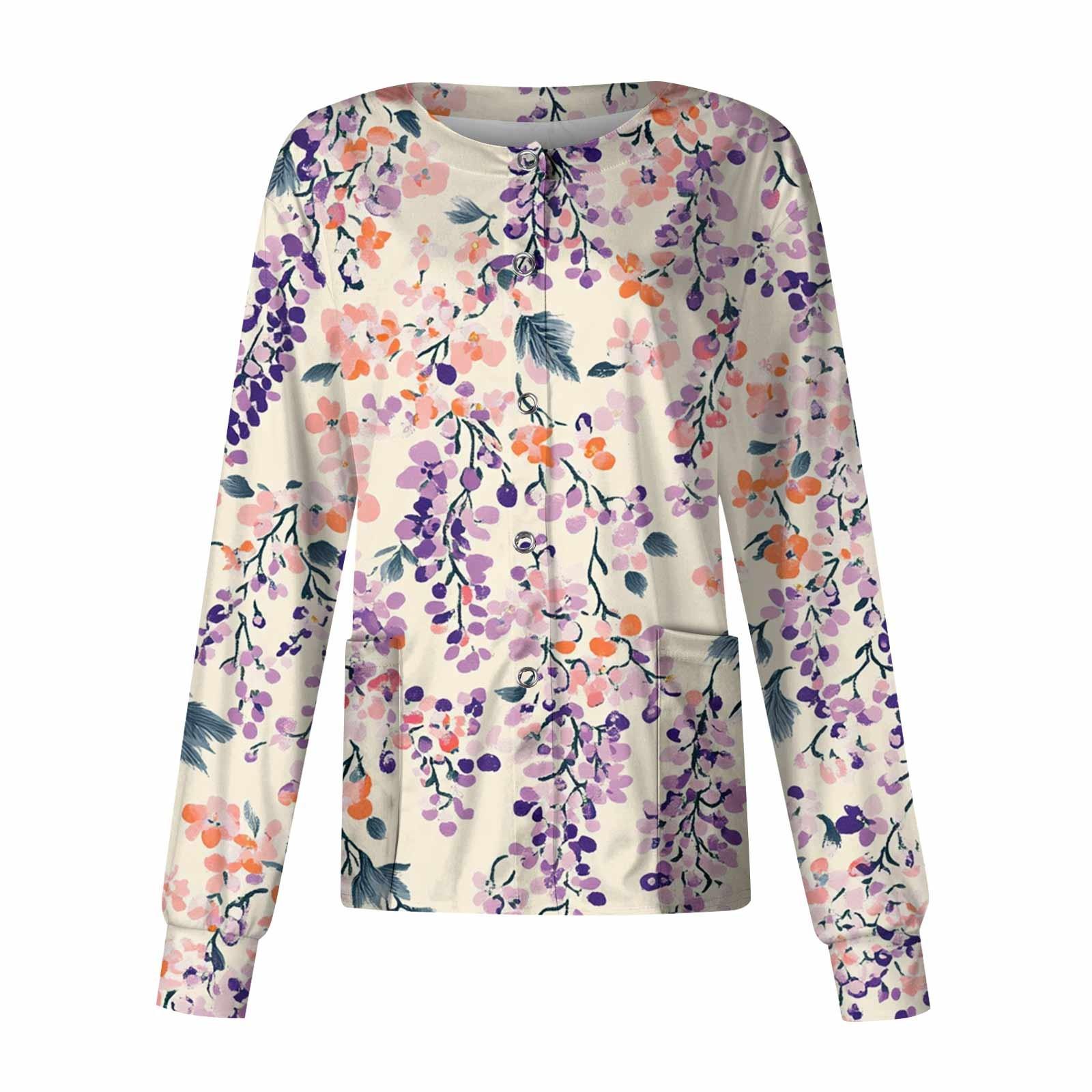 

Женский однобортный защитный комбинезон с длинным рукавом и карманом, рабочий воротник-стойка, кардиган, куртка, топ XL светло-фиолетовый