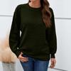 Women's Fashion Round Neck Pullover Sweater Casual Versatile Solid Color Knit Top