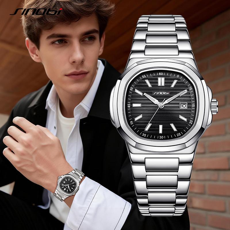 SINOBI Fashion Design Men's Quartz Watches Original Style Mans Wristwatches Business Gifts Clock for Husband,Family,Friend