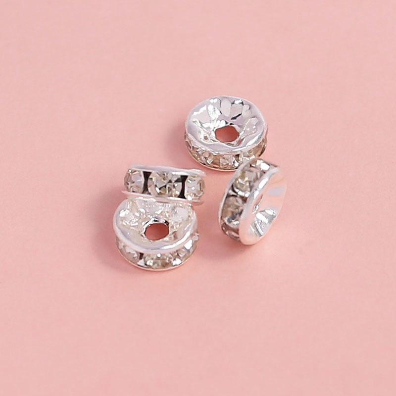 18K Gold-Filled Zircon Spacer Beads with Gold-Plated Diamond Studs for DIY Bracelets