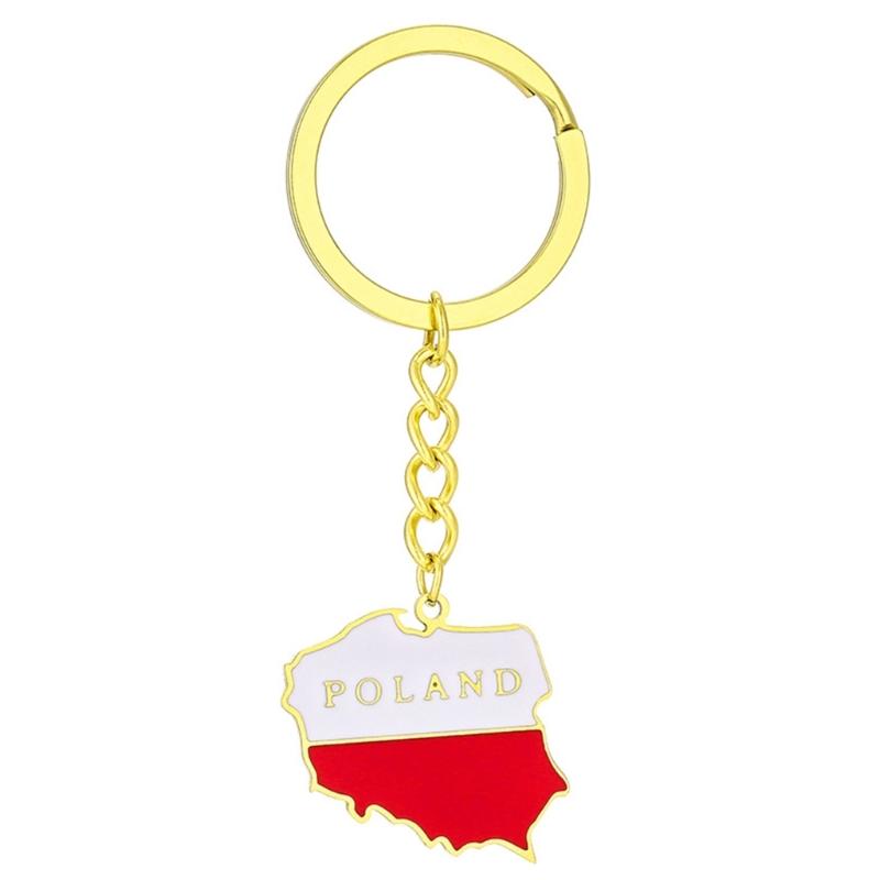 Poland Map Key Holder Durable Titanium Steel Material Poland Culture Keyrings золотой