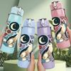 1PC Moon Floral Wolf Art 750ml Color Plastic Sports Water Bottle Leakproof Flip Straw Lid Suitable for Sports Office Home Use