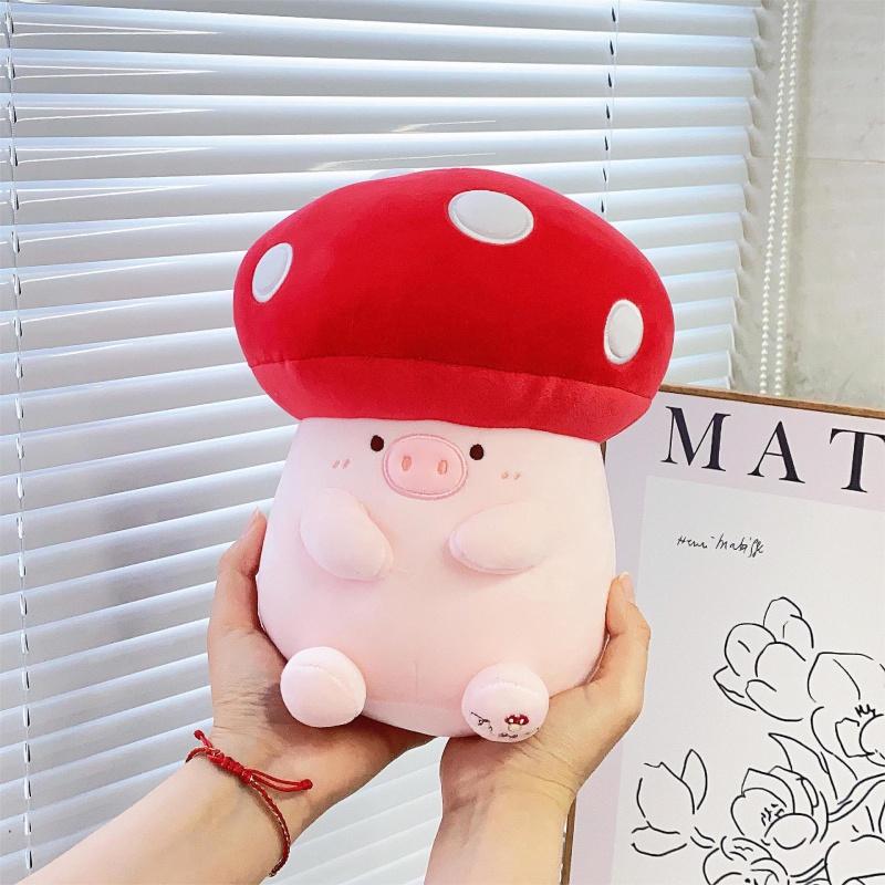 Cute Mushroom Pig Plush Toy Soft Stuffed Animal Doll For Girls Wedding Gifts