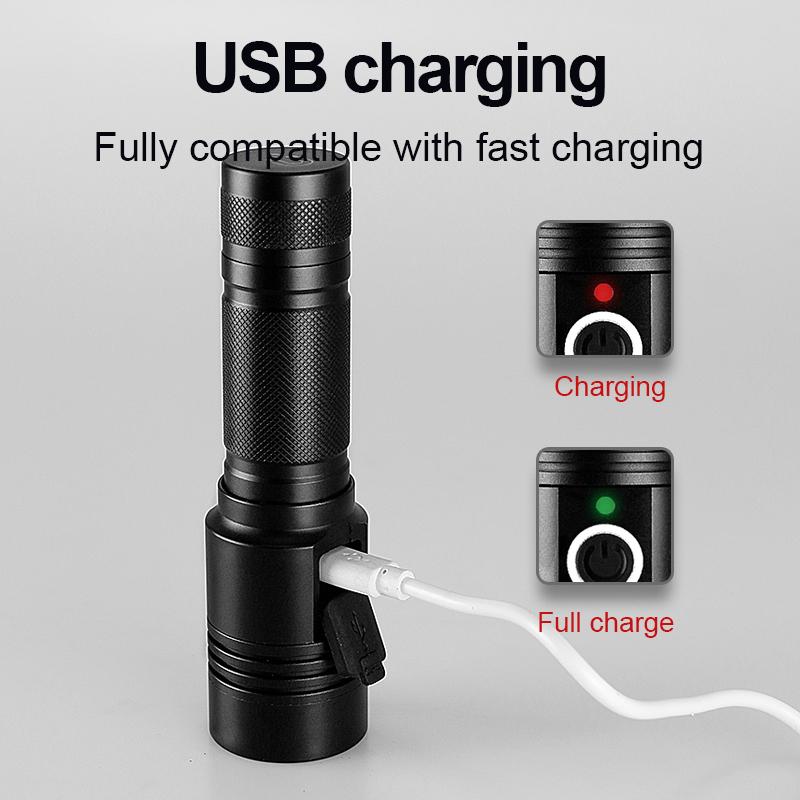 XHP50 Superhelle Taschenlampe Tragbare Lampe Zoom Taschenlampe Wasserdichtes wiederaufladbares Blitzlicht Outdoor Camping Laterne