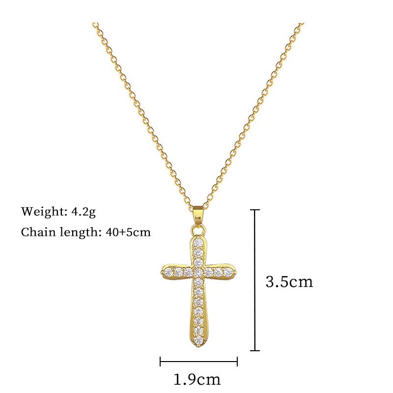 Stainless Steel Chain Classic Cross with Zircon Pendant Necklace for Women Men Gold Color Choker Jewelry Accessories Gifts