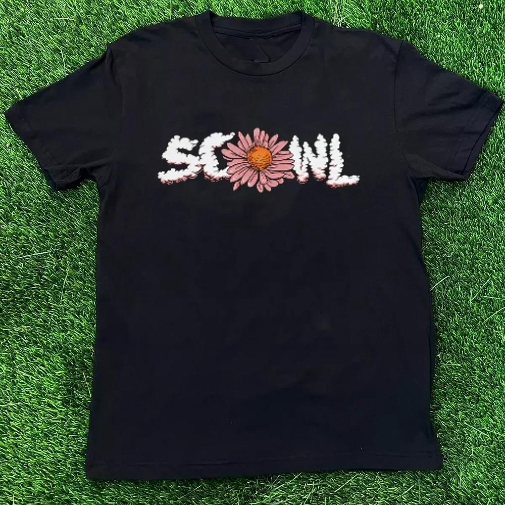 НОВЫЙ SCOWL Band Цветочный Логотип Классический Подарок Для Любимого Черный Все Размеры Футболка CM355 Унисекс Футболка XXL