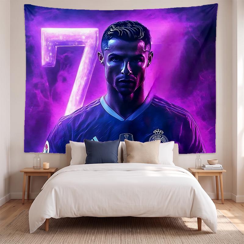 Cr7 (64) Ev Yatak Odası Oturma Odası Dekorasyonu İçin Sanatsal Duvar Asılı Goblen Harika Bir Hediye Fikri