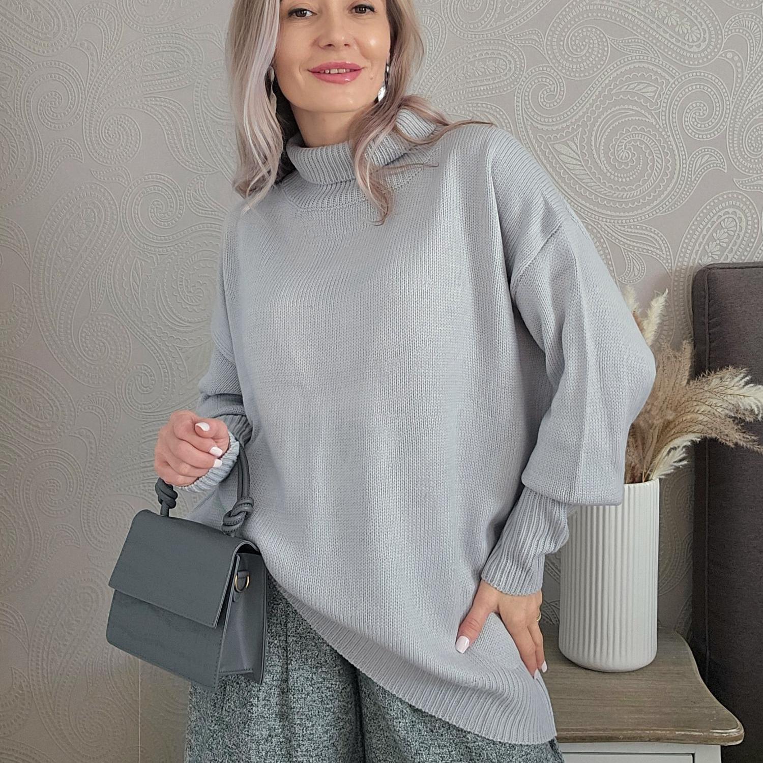 

Женский осенне-зимний свитер, модный свитер для вечеринок, свободный топ, полуводолазка, большой размер, удобная толстовка XXXXL