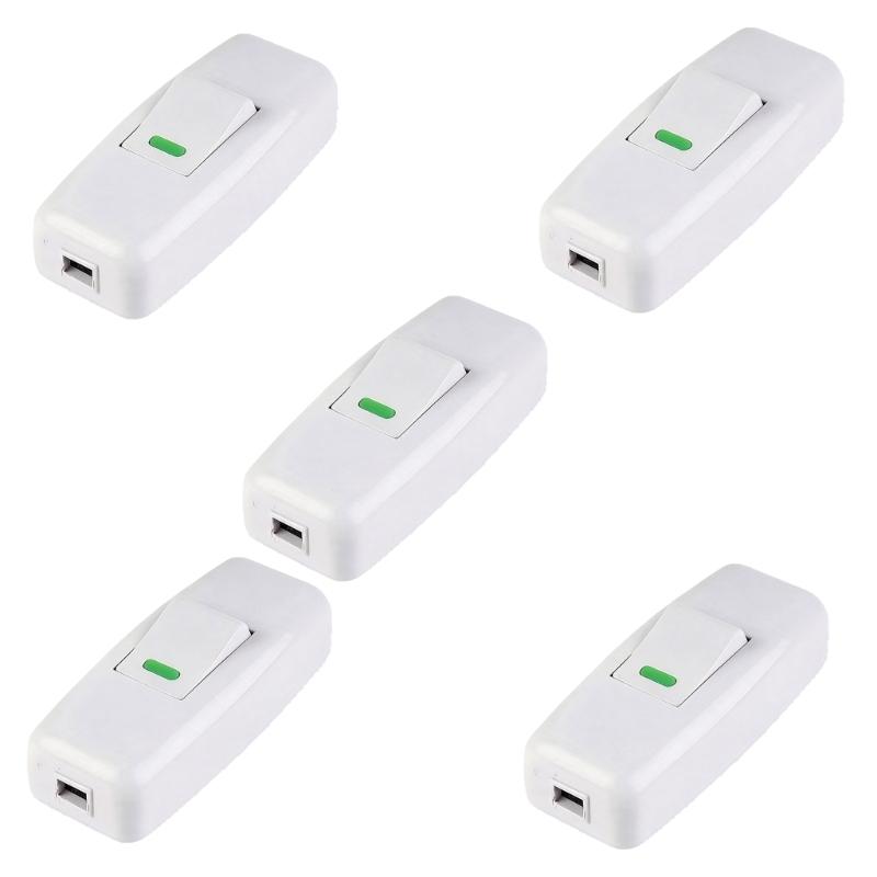 Home Appliance Inline Cord Switches 16A 250V Single On Off Line Unit, Plastic Insulated Housing for Daily Repair Projects