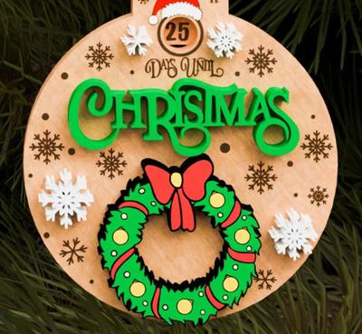 Decoração de pingente de atividade de contagem regressiva de Natal estilo 3D guirlanda pingente de festival de contagem regressiva