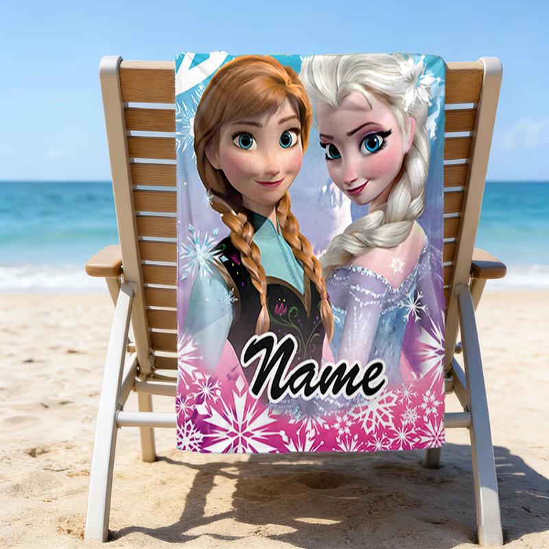 1pc Frozen10 Beach Towel with Custom Name, Beach/Swimming/Bath/Picnic/Camping Towel, Suitable for Seaside Beaches