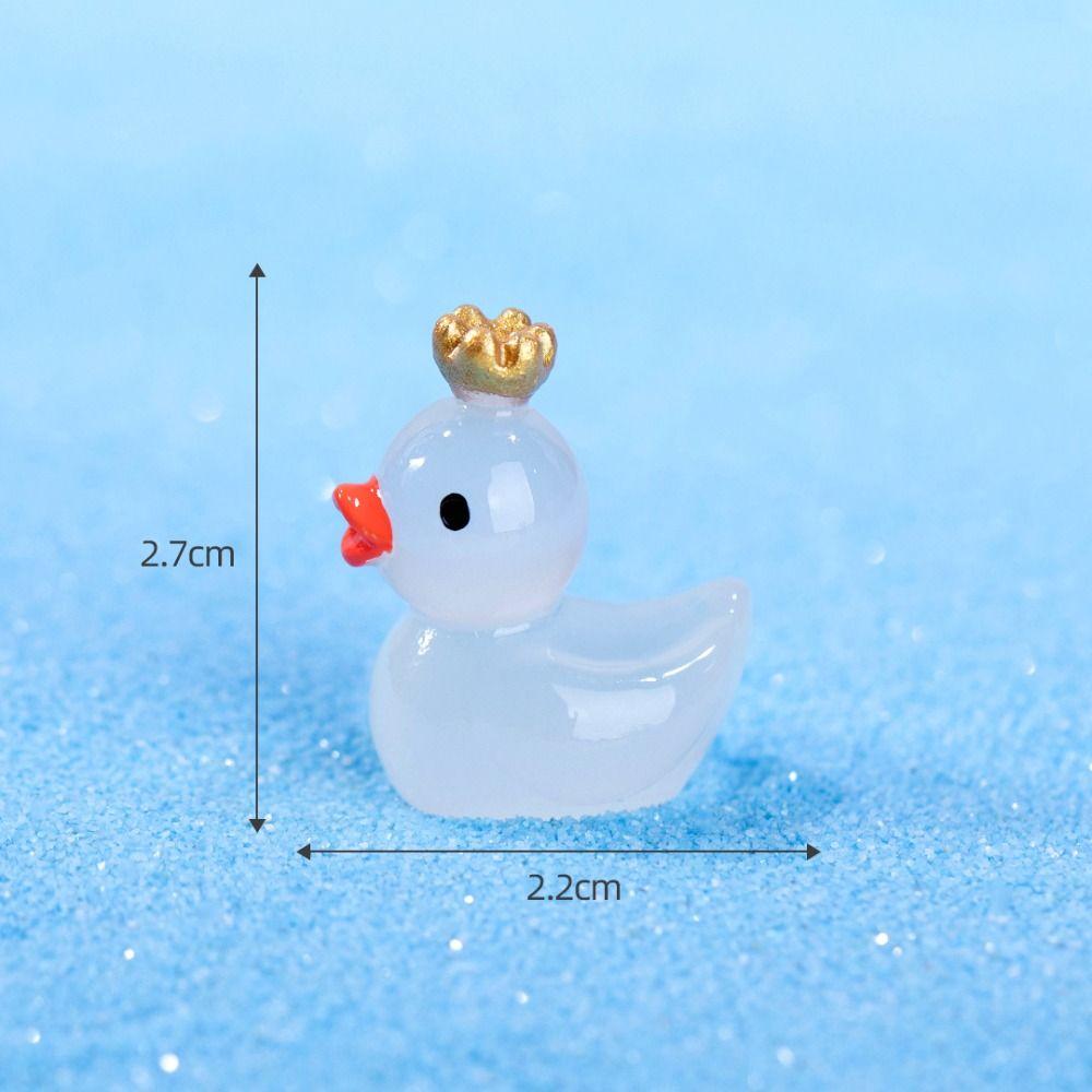 10pcs Cute Crown Small Ducks Miniature Animals Figurine Model New Mini Resin Ducks