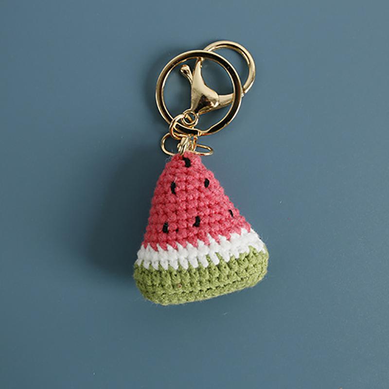 Sweet Hand-Woven Watermelon Pendant Keychain Cartoon Bag Hanging Decoration Car Keychain Bag Decoration Accessories Gifts
