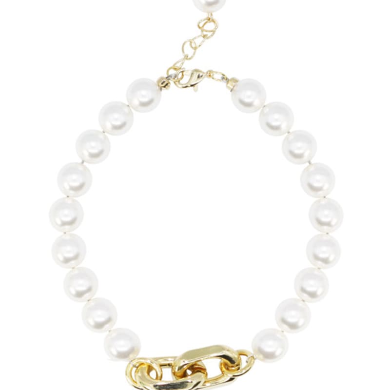 jewelCOUNTY Chain Mix Pearl Bracelet[White]