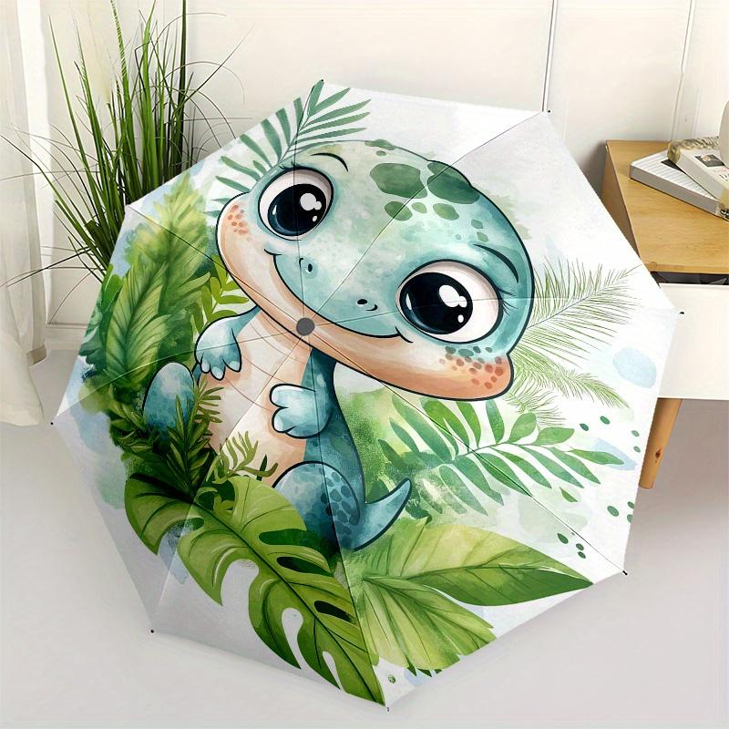 

Dinosaur, Jungle Automatic folding umbrella simple eight rib design, bright color pattern, durable iron frame, ideal for travel and outdoor