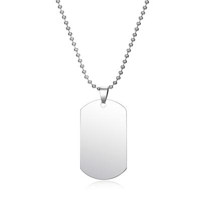 1PC Fashion Stainless Stee lDog Tag Pendant Necklace For Men Women Punk Metal Color Smooth Army Tag Necklace Jewelry