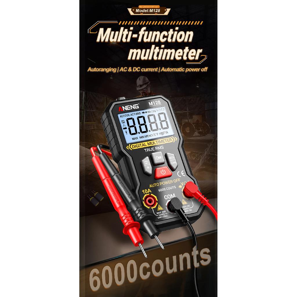 ANENG M128 Multi functional Portable Multimeter 6000 Count Backlit Screen Flashlight On/Off Beep General Electrician Multimeter