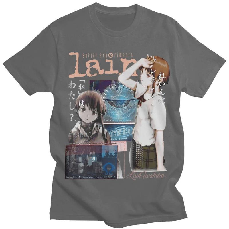 Anime TV Serial Experiments Lain Oversized T-Shirt Men's Women's Iwakura Manga Girl Sci Fi Short Sleeve T-shirts Streetwear Tops