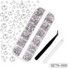 1 Set 12 Grids Nail Art Rhinestone Kit with Storage Box Drill Pen Tweezers Glass Flatback Rhinestone DIY Nail Design Crafting Decoration Fake Gems