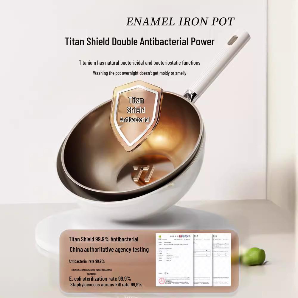 Antihaft-Keramik-Wokpfanne mit Titan-Sprühbeschichtung für Gas- und Induktionsherde