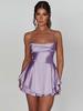 2025 Summer Sexy Pleated Backless Satin Camisole Dress for Women
