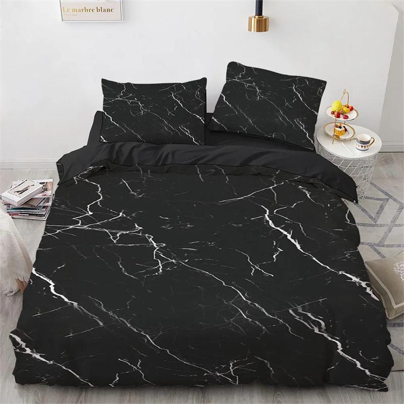 Marble King Queen Duvet Cover Cool Black White Texture Pattern Bedding Set Teens Adults 2 3pcs Polyester Quilt Cover