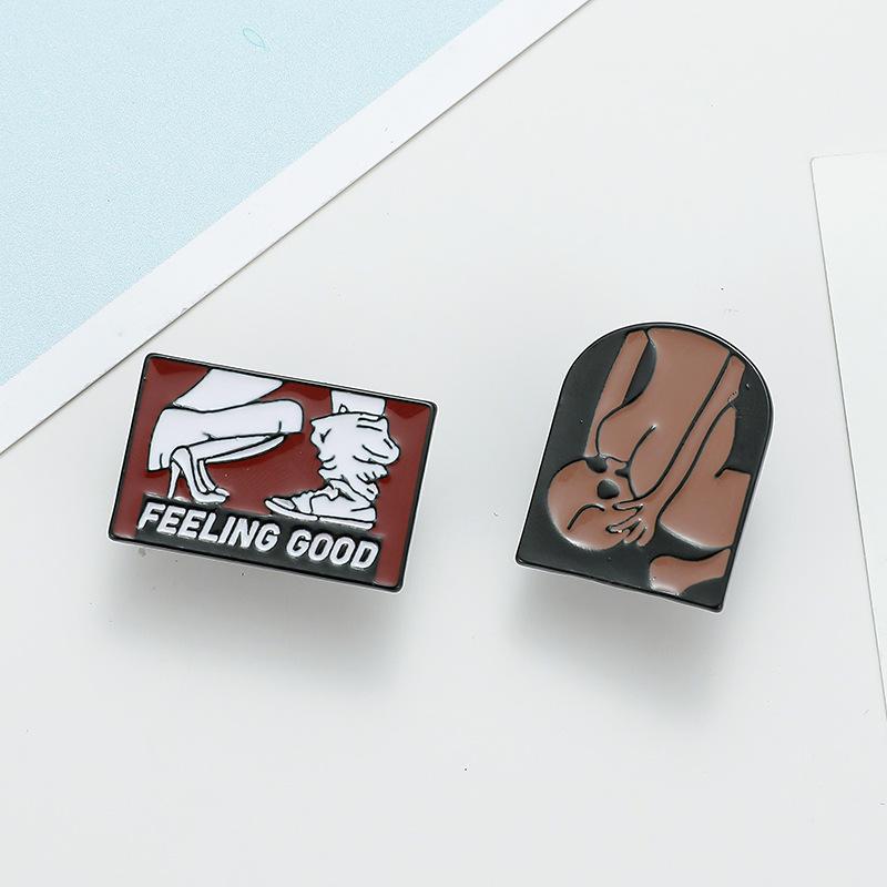 Fun Punk Style Abstract Brooch Pin - Cartoon Line Art Lapel Badge for Clothing, Bags, and Hats