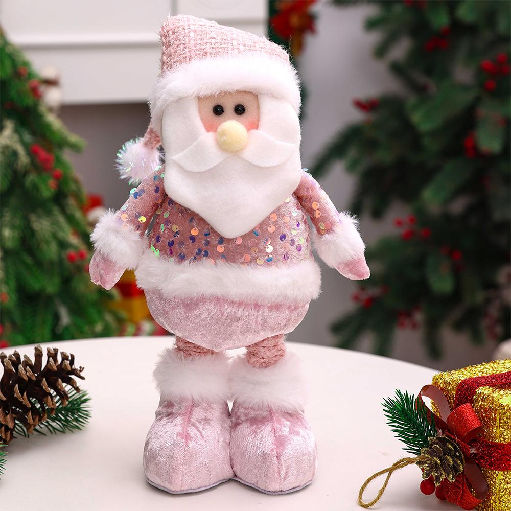 2025 New Year s Christmas Sequins Pink Series Retractable Dolls Window Props Decorative Accessories Supplies Snowman Dolls 1pc