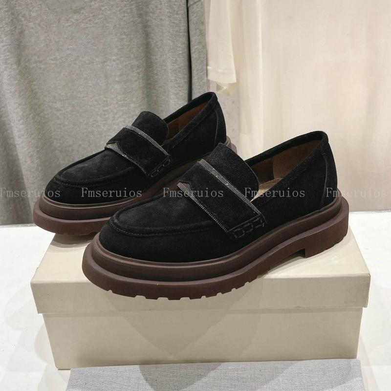 New Women Loafers Round Toe Flats Slip on Leather Platform Comfort Office Daily Walking Casual Shoes Solid Concise Business