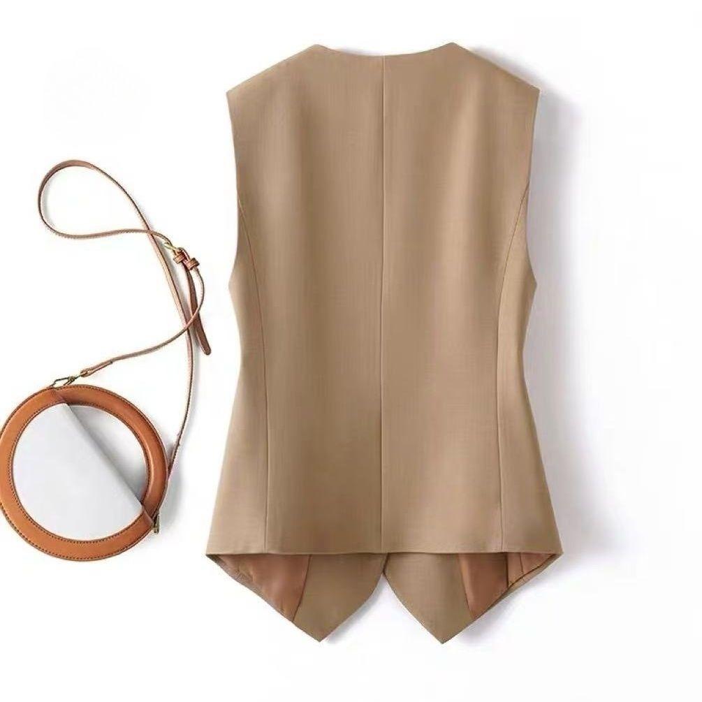 Elegantní Dámský Vesta oblek Slim Fit Jaro Podzim Krátká Vesta Stylový Svrchní oděv Móda