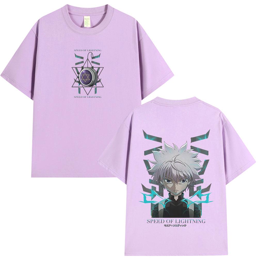 Japanese Anime Hunter X Hunter Killua Zoldyck Tshirt Unisexs Women Fashion Short Sleeve T Shirt Cotton Casual Oversized Tshirts