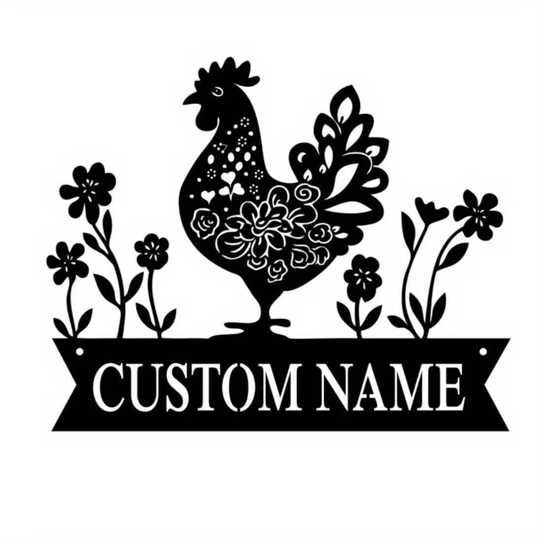 

Customized Chicken Metal Sign Farm Decor Personalized Hen House Sign S чёрный
