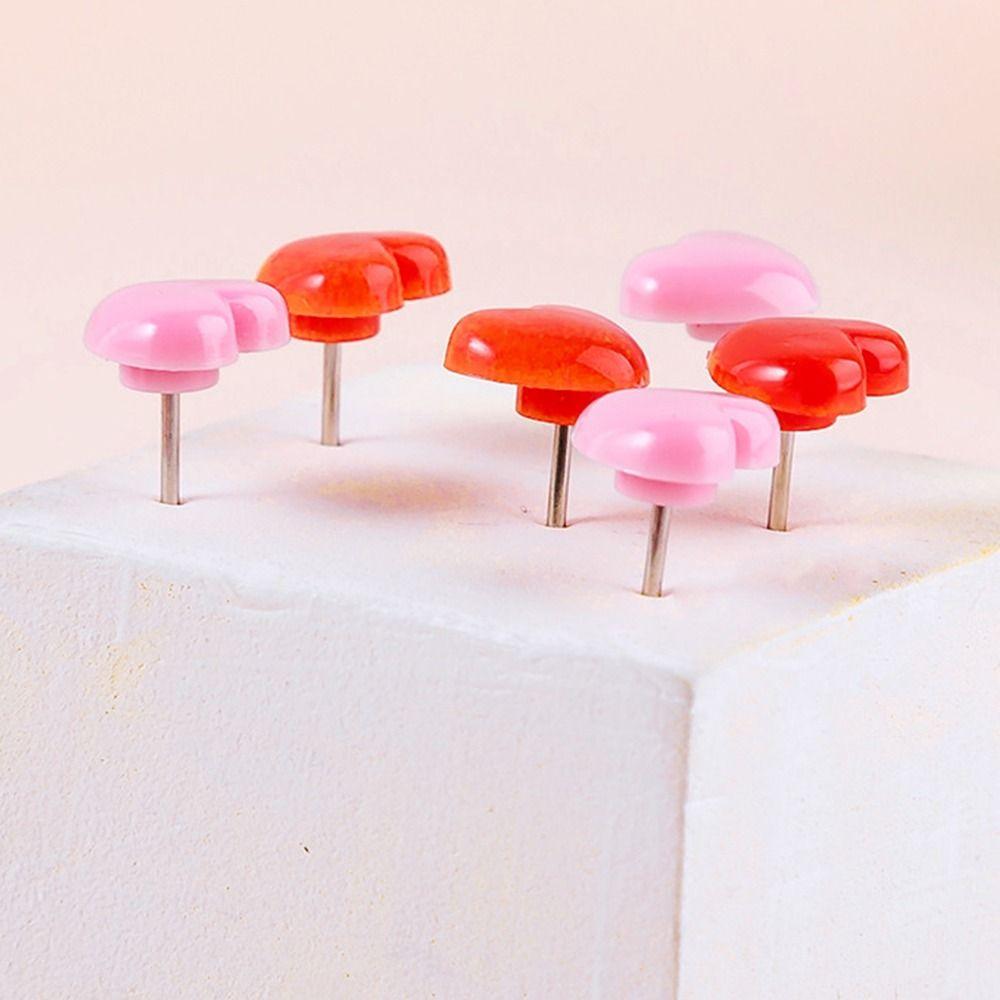 100PCS Reusable Pink Red Thumbtack Photo Pins Love Heart Push Pin Fixed Thumb Tacks Office Supplies