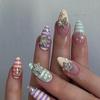 Almond Press-On Nails: Color Stripes & Stars Nail Art Stickers